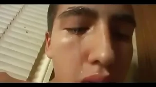 cute twink cum his face